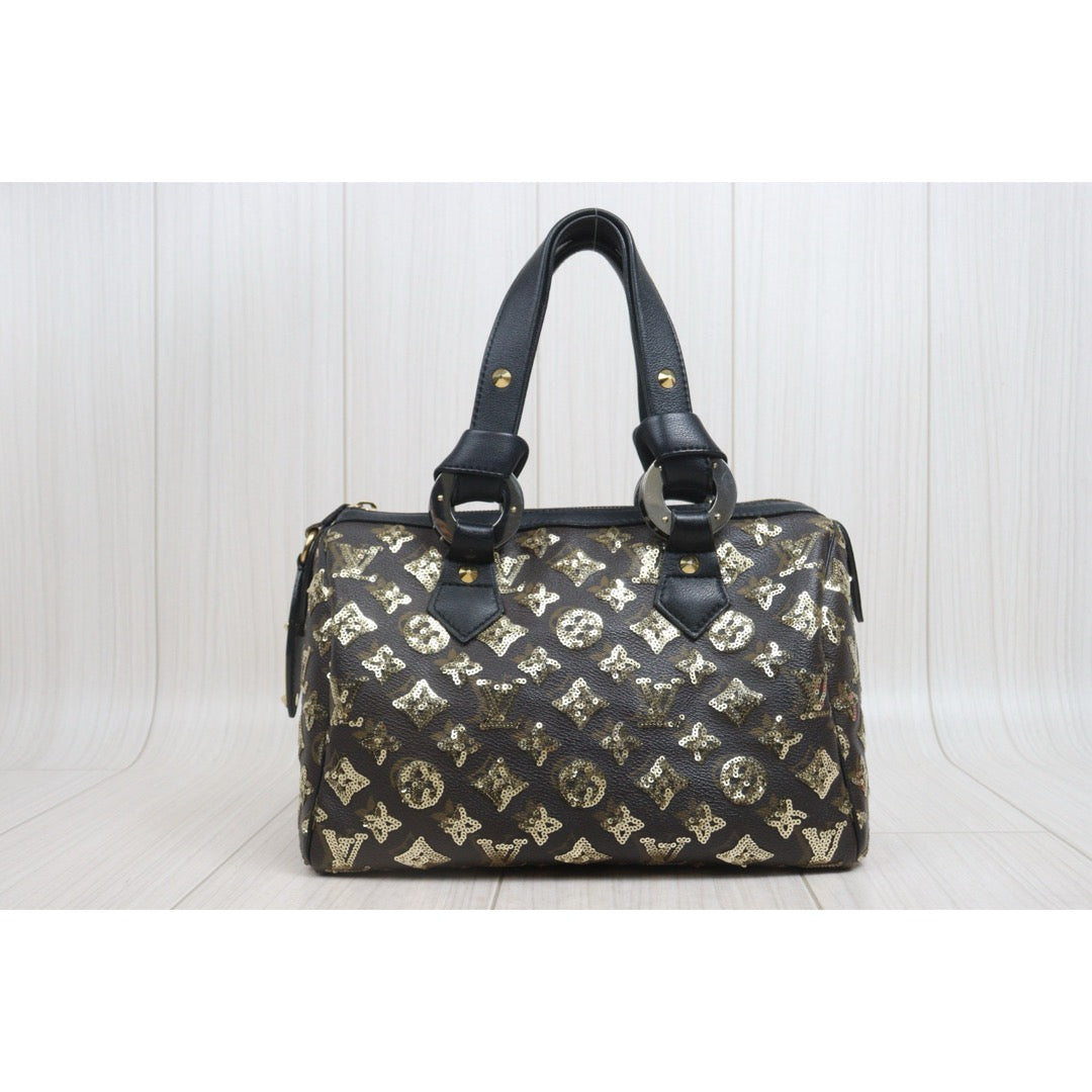 Include Entrupy Certificate of Authenticity｜Good ( Rank AB) ｜ Louis Vuitton Monogram Sequin Mixed leather Speedy 30 Hand Bag ｜S26080618