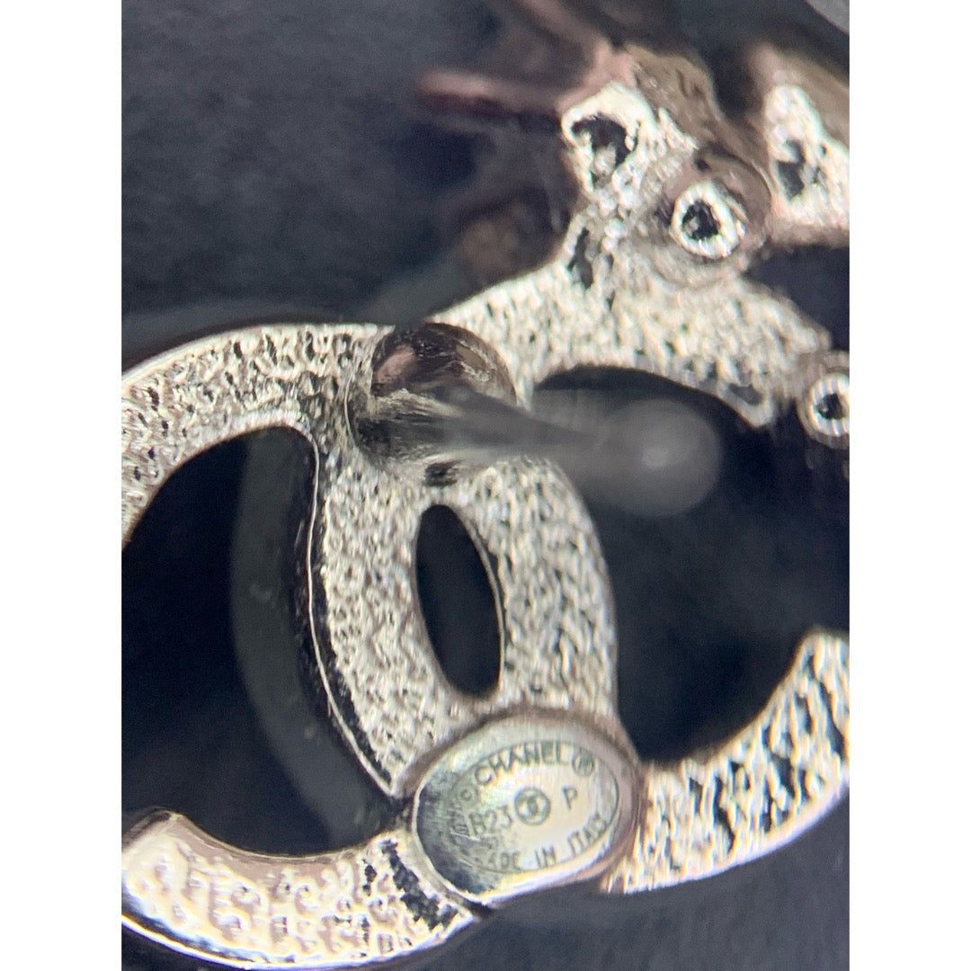 Very Good ( Rank A) ｜ CHANEL B23P Coco Mark  Rhinestone Silver Earrings Made In 2023Year ｜S25122401