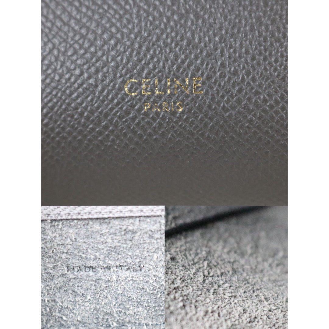 Include Entrupy Certificate of Authenticity｜Good ( Rank AB)｜CELINE Calf Leather  Belt Nano Handbag Shoulder Bag Gray｜S26041407