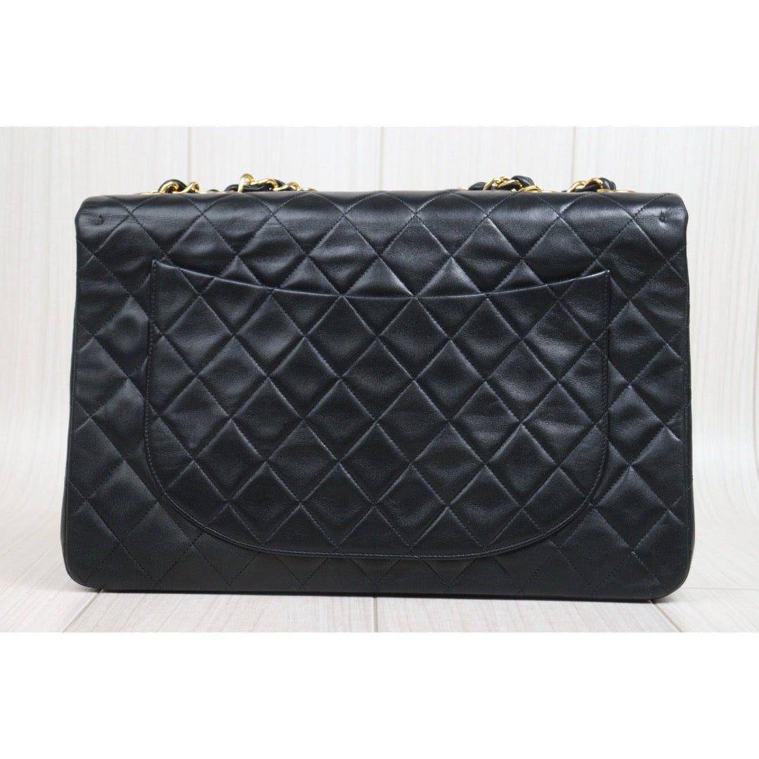 Include Entrupy Certificate of Authenticity｜Good ( Rank AB)｜CHANEL  Matrasse Chain  Lambskin Single Flap Black Shoulder Bag Large Made In 1994～1996Year｜26071310
