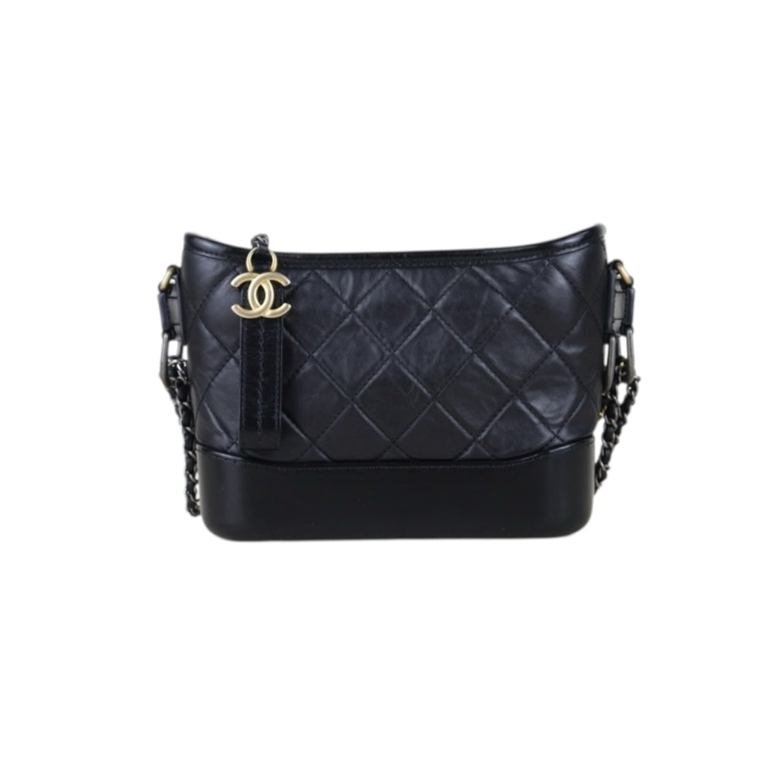 Include Entrupy Certificate of Authenticity｜Very Good ( Rank A) ｜CHANEL PM Gabrielle Calf Leather Shoulder Bag Black Made In 2020-2021Year｜S26062513