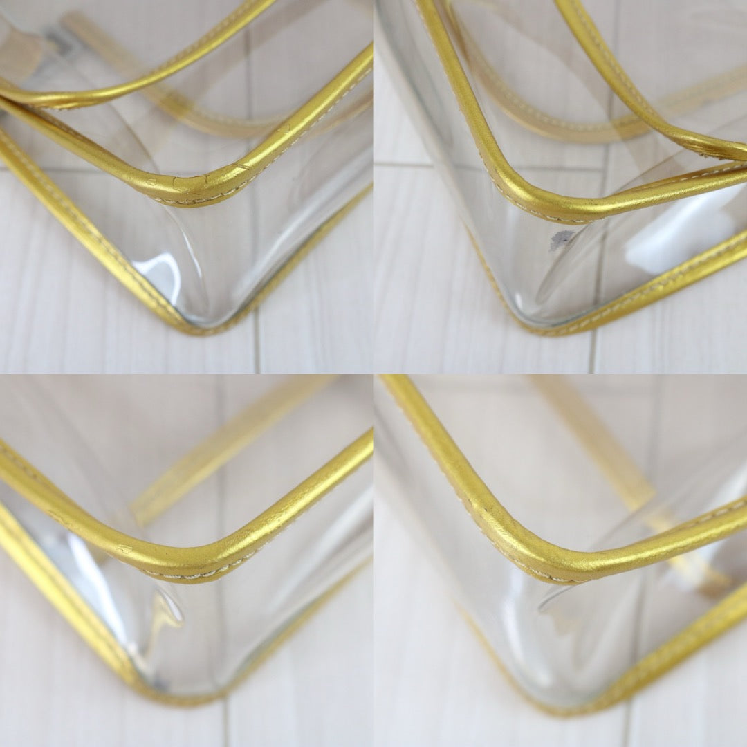 Include Entrupy Certificate of Authenticity｜Good ( Rank AB) ｜ CHANEL Vintage Clear PVC Gold Trim Classic Flap  Chain Bag Made In 2006-2008 Year｜S26083011