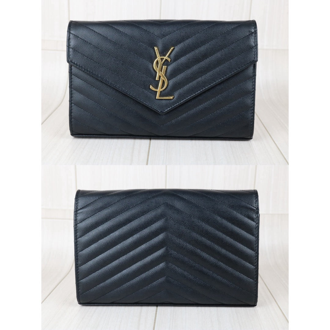 Include Entrupy Certificate of Authenticity｜Very Good ( Rank A)｜  Saint Laurent YSL Caviar Skin Shoulder Bag Black MM｜S26052501
