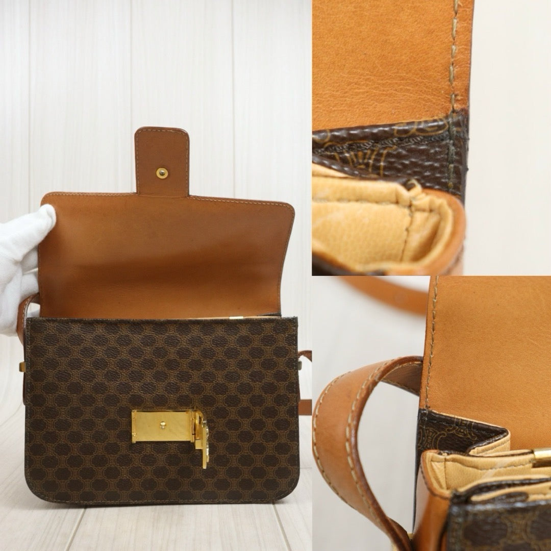 Include Entrupy Certificate of Authenticity｜Good ( Rank AB) ｜CELINE Macadam Canvas Horse Carriage Shoulder Bag｜26082009