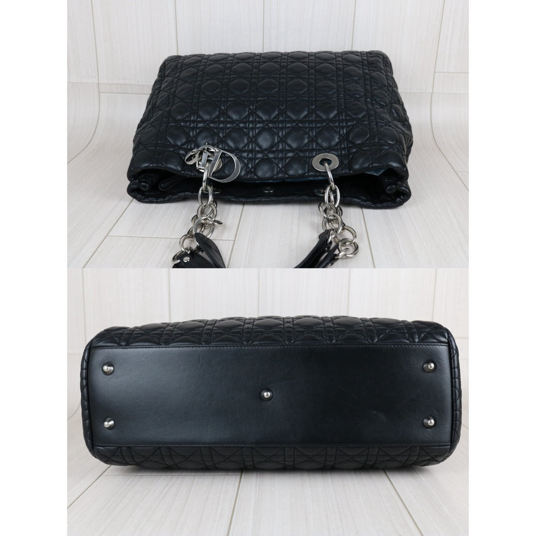 Include Entrupy Certificate of Authenticity｜Good ( Rank AB)｜  Dior Lamb Skin Large Lady Dior Tote Bag Black ｜S26053001