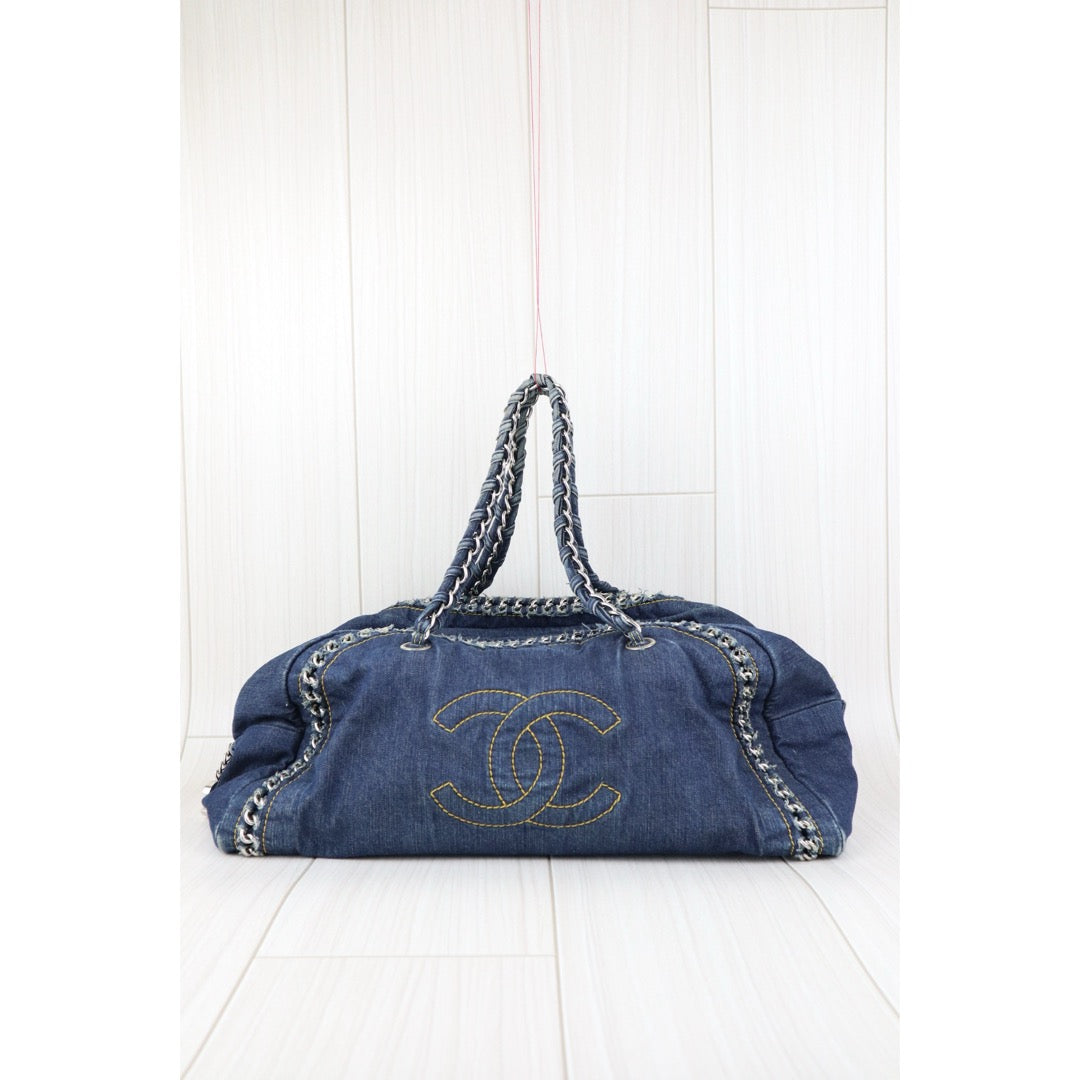 Good ( Rank AB)｜ CHANEL Denim Vintage  Bowling Bag Blue Made In 2005- 2006Year｜J25060506