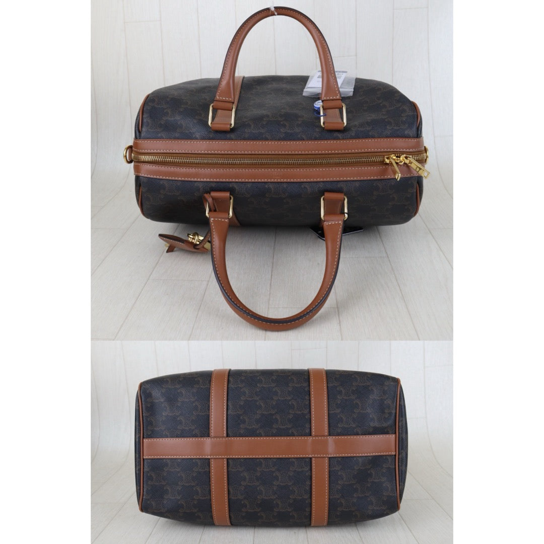 Include Entrupy Certificate of Authenticity｜Good ( Rank AB)｜ Celine Triomphe Boston Hand Bag Shoulder Bag｜S26090708