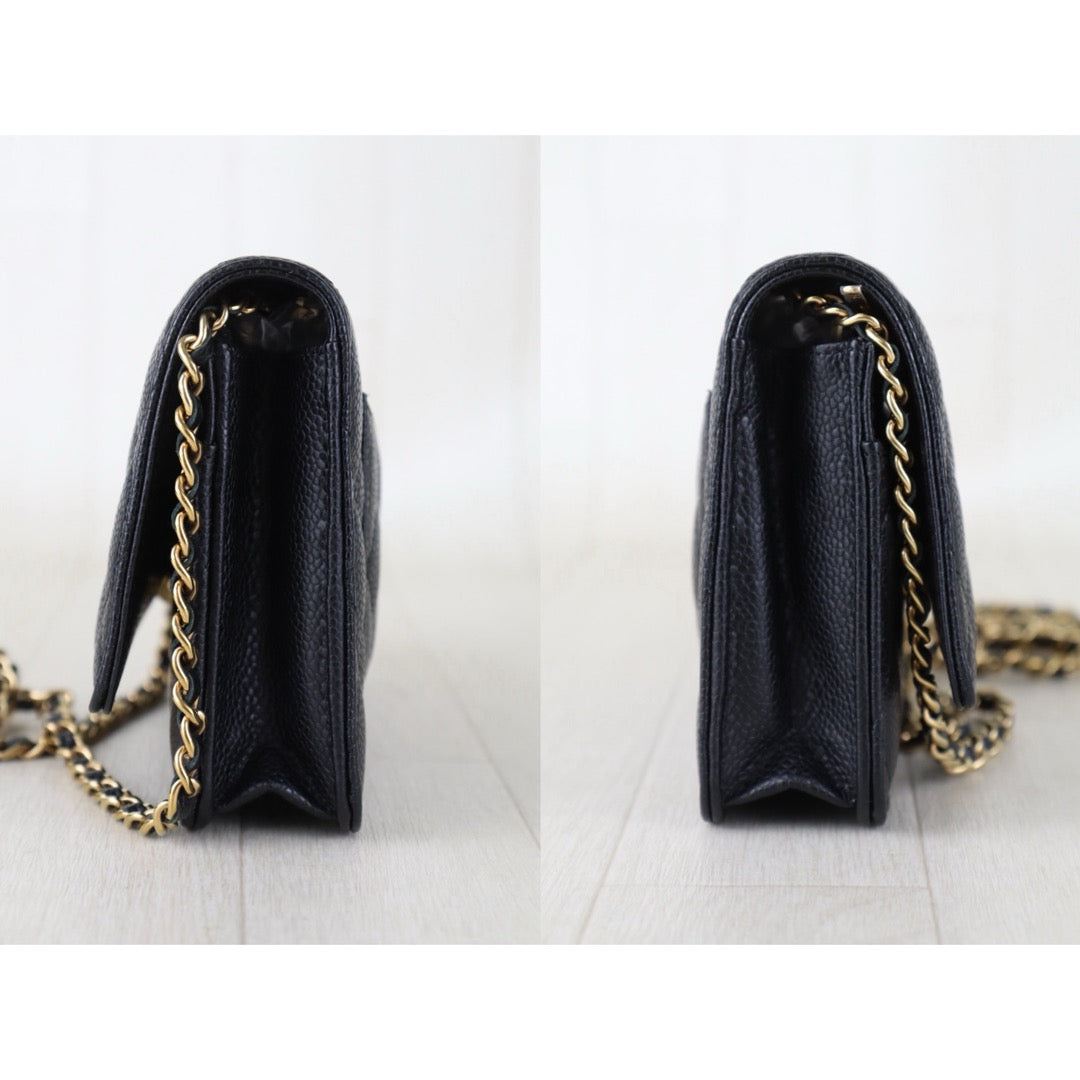 Include Entrupy Certificate of Authenticity｜Very Good ( Rank A)｜CHANEL Caviar Skin WOC Chain Bag Black  IC Chips Model｜Z26091602