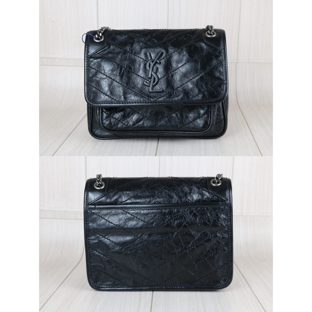 Include Entrupy Certificate of Authenticity｜Very Good ( Rank A)｜  Saint Laurent YSL Saint Laurent Niki  Shoulder Bag Black PM｜W26071703
