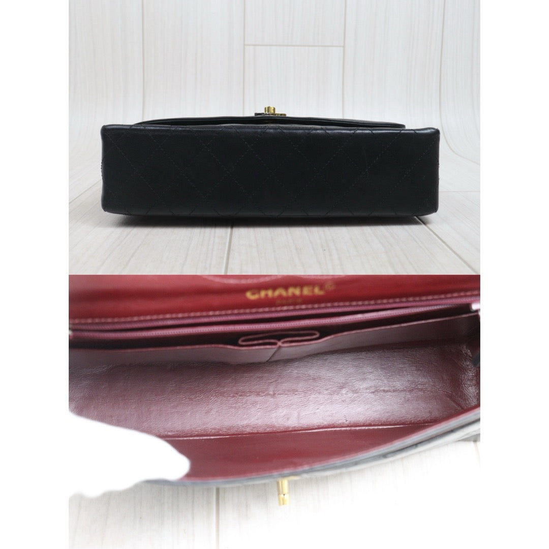Include Entrupy Certificate of Authenticity｜Good ( Rank AB)｜CHANEL Paris Limited Edition Lambskin Black Double Flap Shoulder Bag  Made In 1991～1994Year｜S26080615