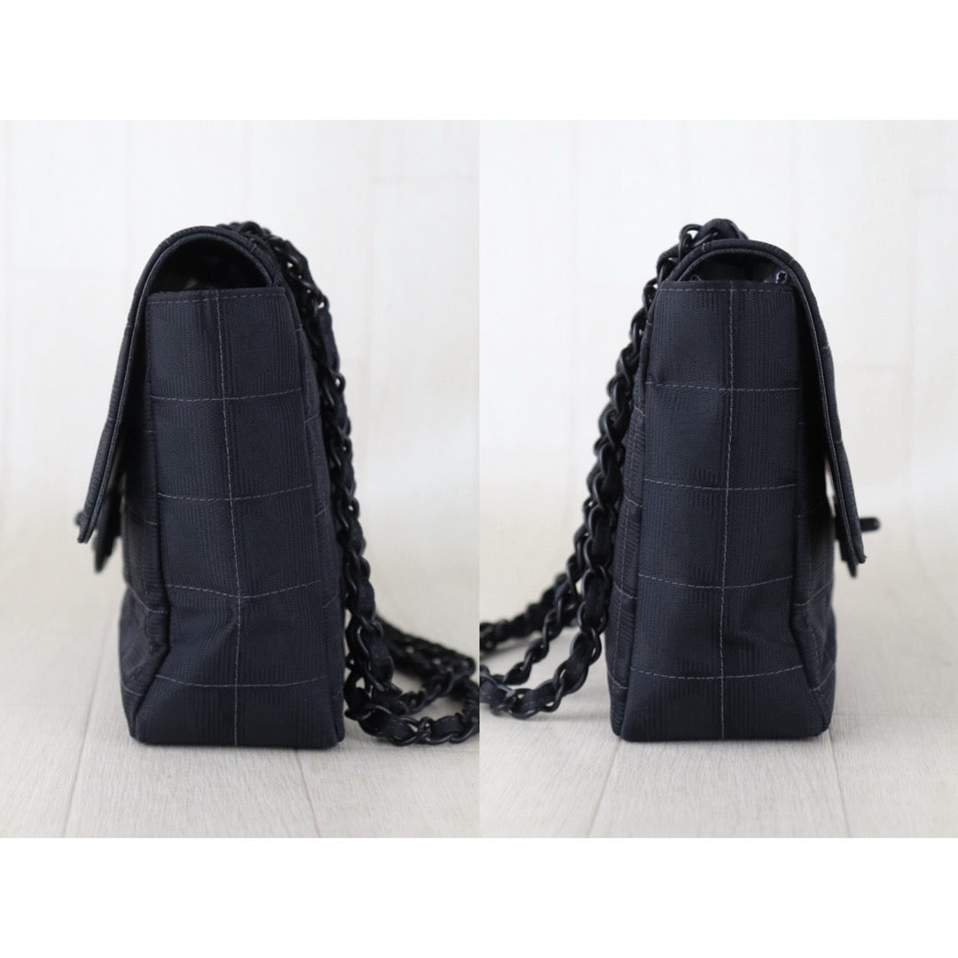 Include Entrupy Certificate of Authenticity｜Good ( Rank AB)｜CHANEL Chocolate Bar Canvas So Black Flap Made In 2002-2003 Year｜S26090745