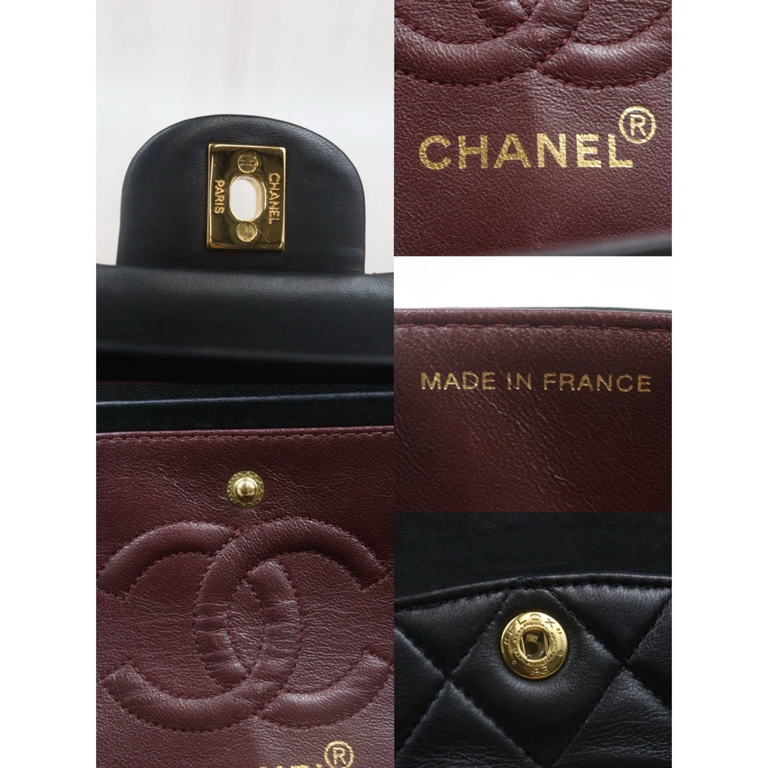 Very Good ( Rank A)｜ CHANEL Lamb Skin Matrasse Double Flap 23 Shoulder Bag  Black Made In 1997-1999Year｜S25072901