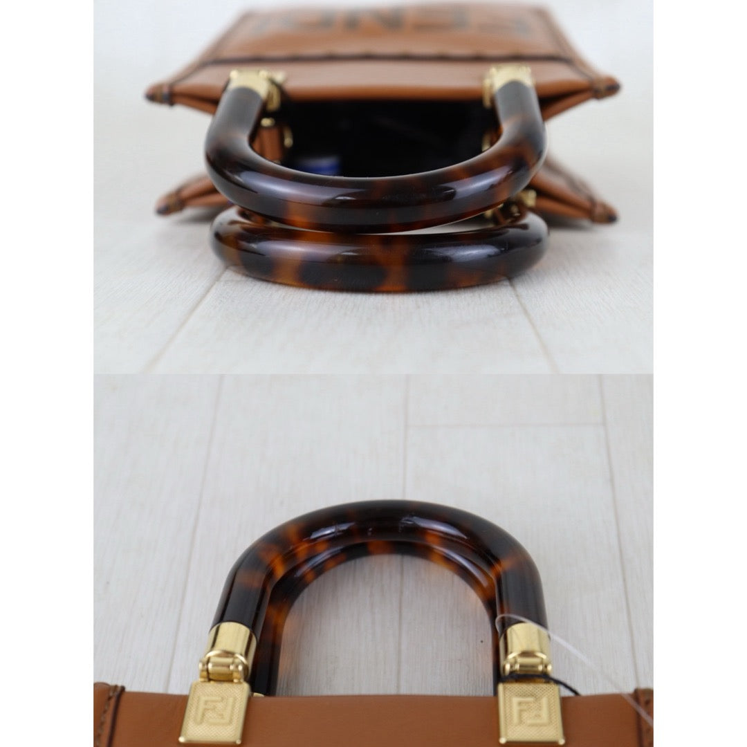 Include Entrupy Certificate of Authenticity｜Good ( Rank AB)｜ FENDI Mini Sunshine Shopper Hand Bag Shoulder Bag Brown｜S26090715