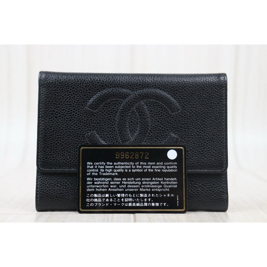 Very Good ( Rank A)｜CHANEL Caviar Skin Black  Wallet Made In 2004-2005 Year｜V24102420