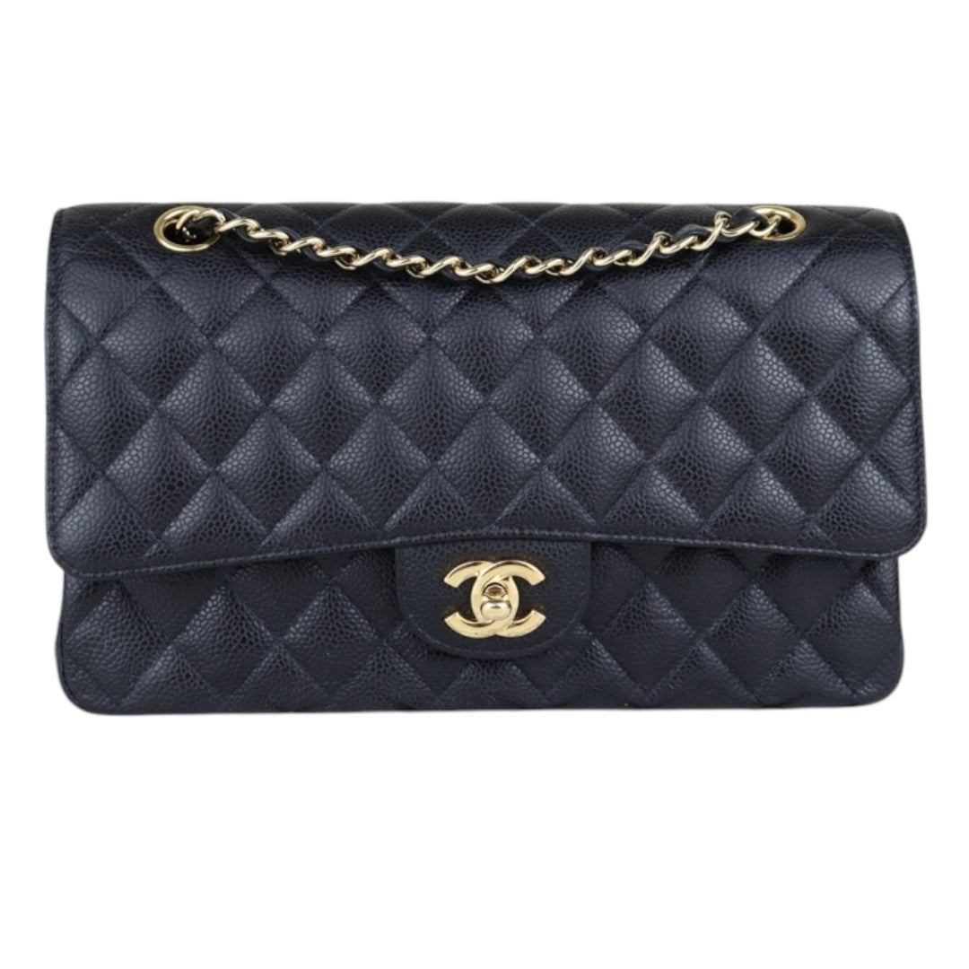 Very Good ( Rank A)｜ CHANEL Caviar Skin Matrasse Double Flap 25 Shoulder Bag Black Made In 2010-2011 Year｜S25032101