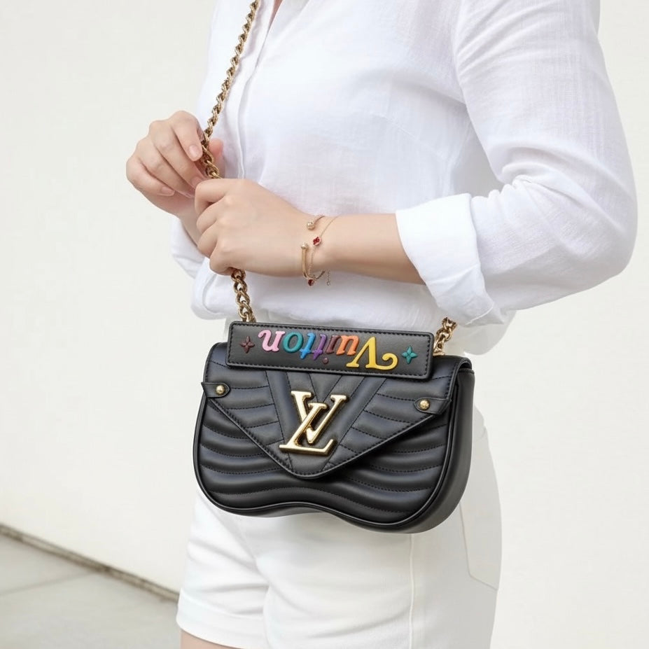 Include Entrupy Certificate of Authenticity｜Very Good ( Rank A)｜ Louis Vuitton Calf Leather  New Wave Multi Pochette  Black｜S26060801