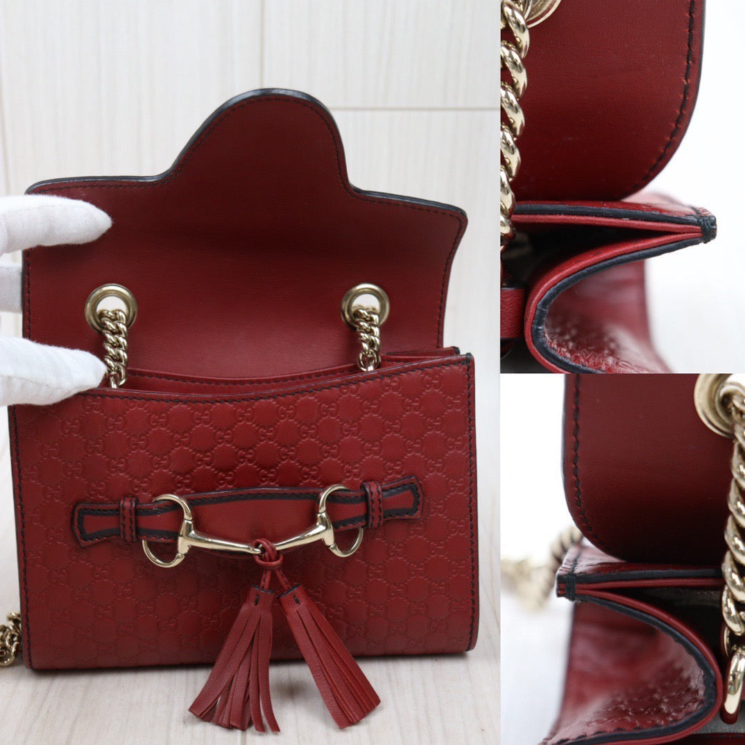 Rank AB ｜ GUCCI Leather Shoulder Bag Red｜V24060410