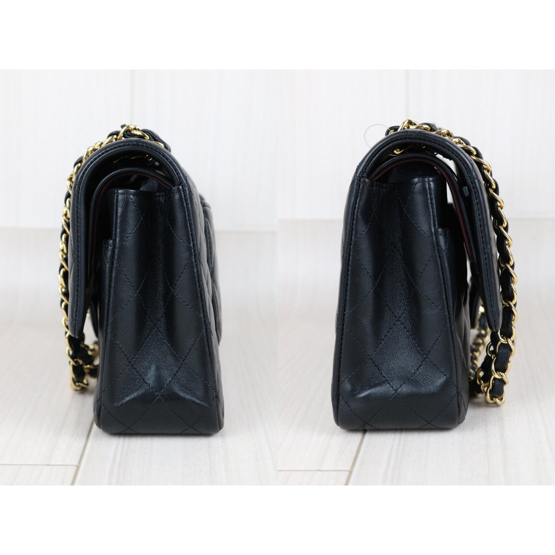Include Entrupy Certificate of Authenticity｜Very Good ( Rank A)｜ CHANEL Lamb Skin Matrasse Chain Double Flap 25 Shoulder Bag  Black Made In 2018-2019Year｜S26101201