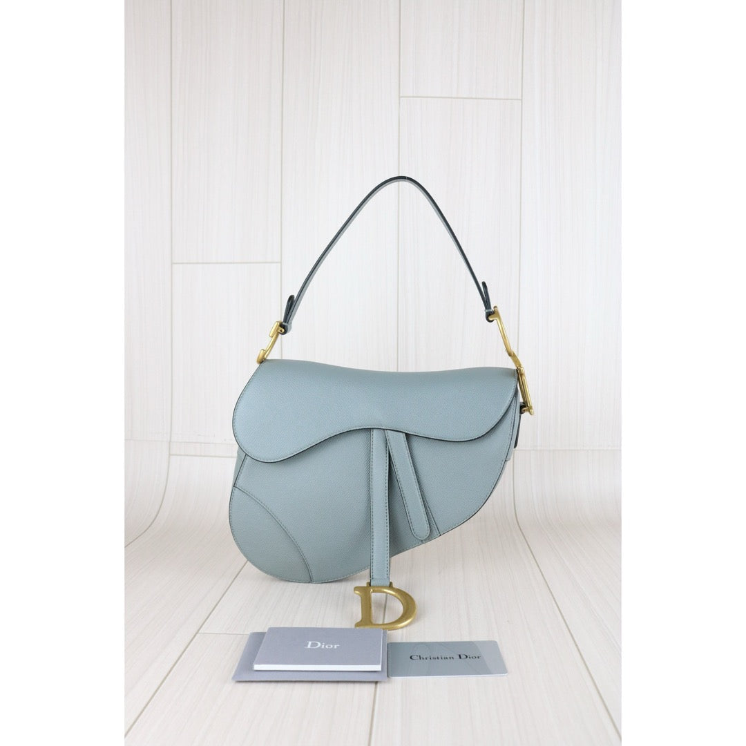 Very Good ( Rank A)｜Dior Trotter Saddle Shoulder Bag Medium Blue Current Model｜S25073011