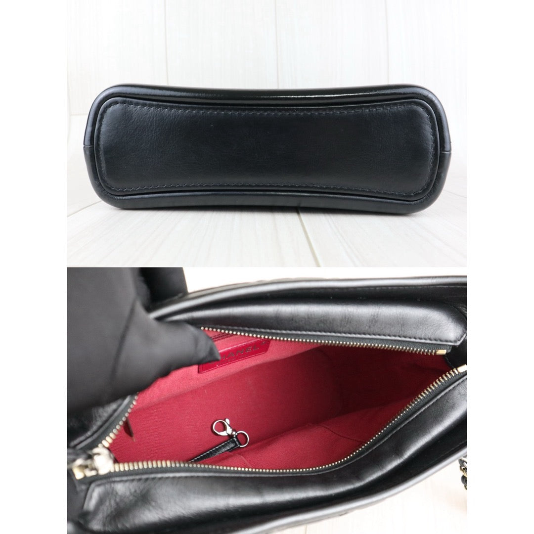 Very Good ( Rank A) ｜CHANEL MM Gabrielle Aged Calfskin Shoulder Bag Black IC Chips Model｜S25102901