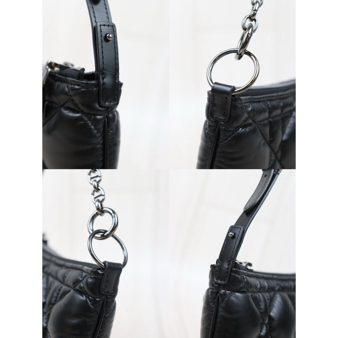 Very Good ( Rank A) ｜Dior Caro Tulip Matelasse Chain Calf Leather Shoulder Bag  Black  ｜P25071806