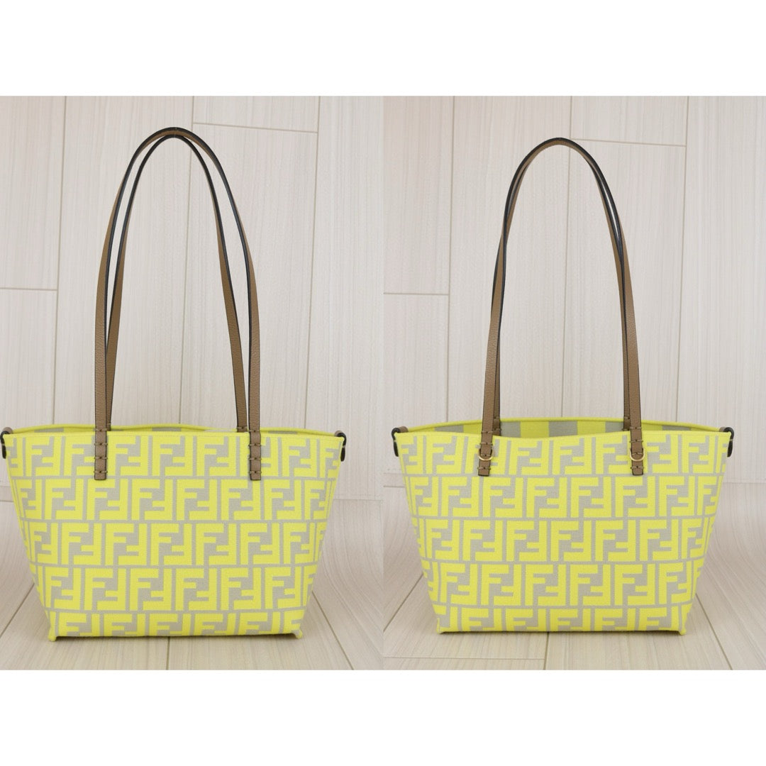 Excellent（Rank SA） ｜ FENDI Roll Canvas Pequin Yellow Tote  Bag ｜X24121825