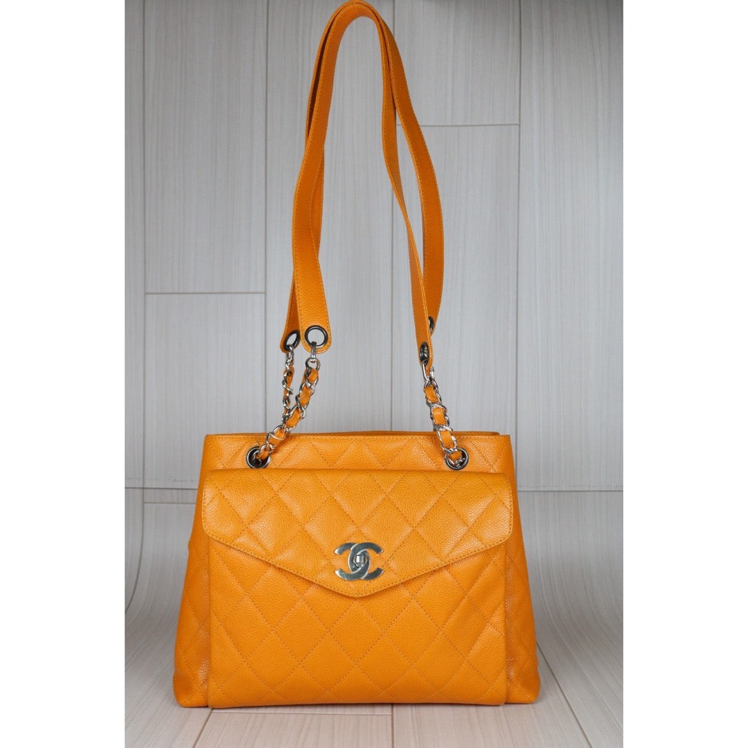 Good ( Rank AB)｜CHANEL Caviar Skin Shoulder Bag Orange Made in 1996-1997 Year｜S24060605