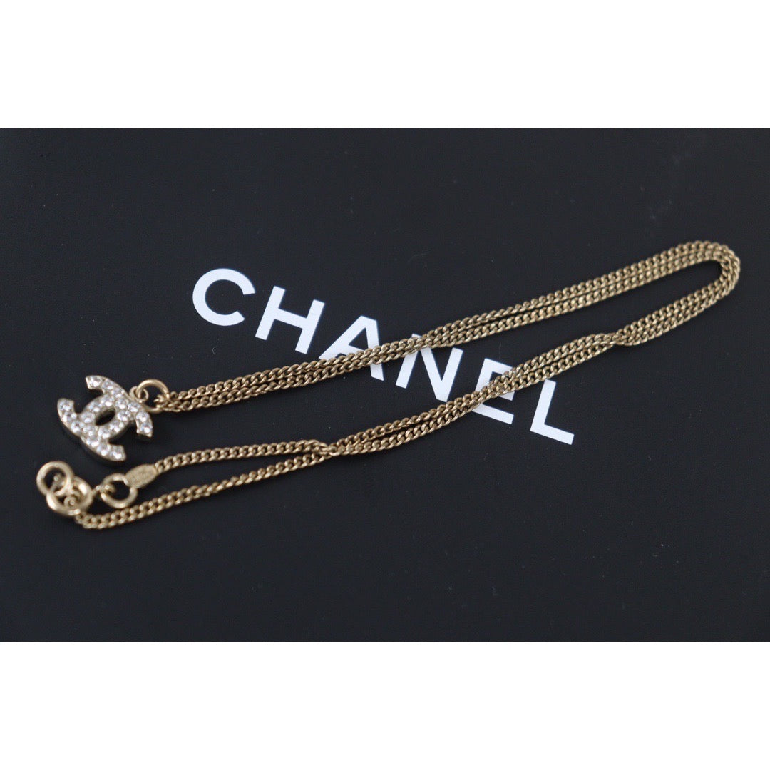 Rank A ｜  Chanel Vintage Coco Mark Double-Sided Diamonds Necklace Gold Made In 2004 Year｜V23092129