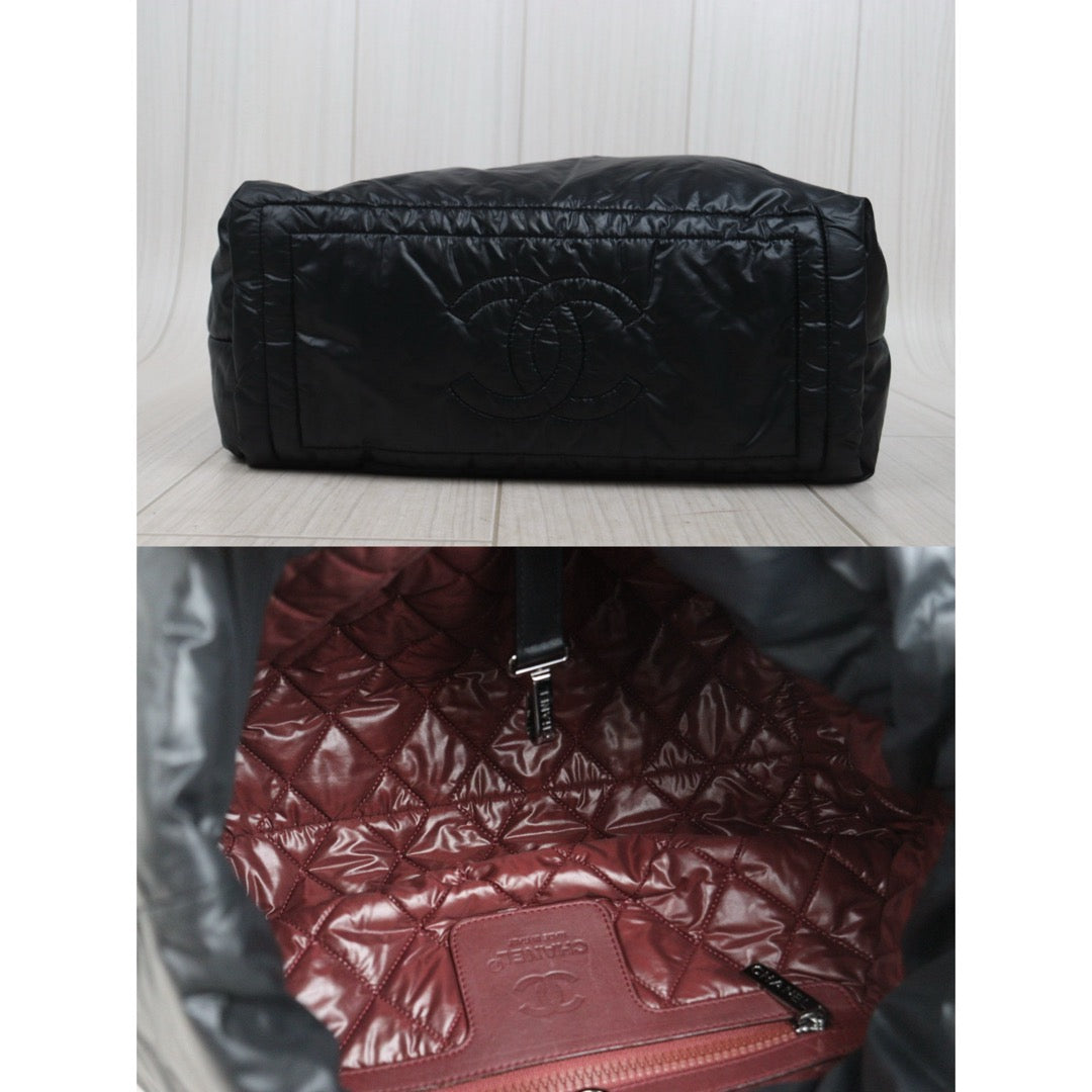 Include Entrupy Certificate of Authenticity｜Good ( Rank AB)｜ CHANEL Down Tote Bag  Black Made in 2009-2010Year ｜V25100717