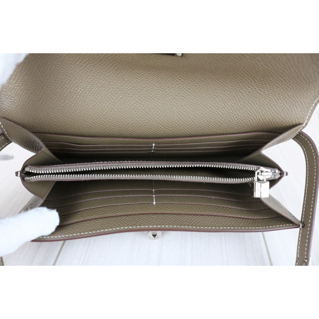 Very Good ( Rank A)｜ HERMES Epsom Kelly Wallet Etoupe Gray □X Stamp Made In 2016Year｜X25110337