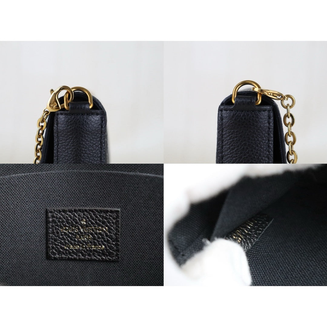 Include Entrupy Certificate of Authenticity｜Very Good ( Rank A)｜Louis Vuitton Monogram Empreinte Pochette Felicie Shoulder Bag Black｜S26042201