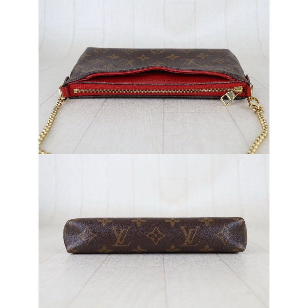 Include Entrupy Certificate of Authenticity｜Very Good ( Rank A)｜ Louis Vuitton Monogram  Mini Pallas Cluth With Shoulder Bag Red｜S26060130