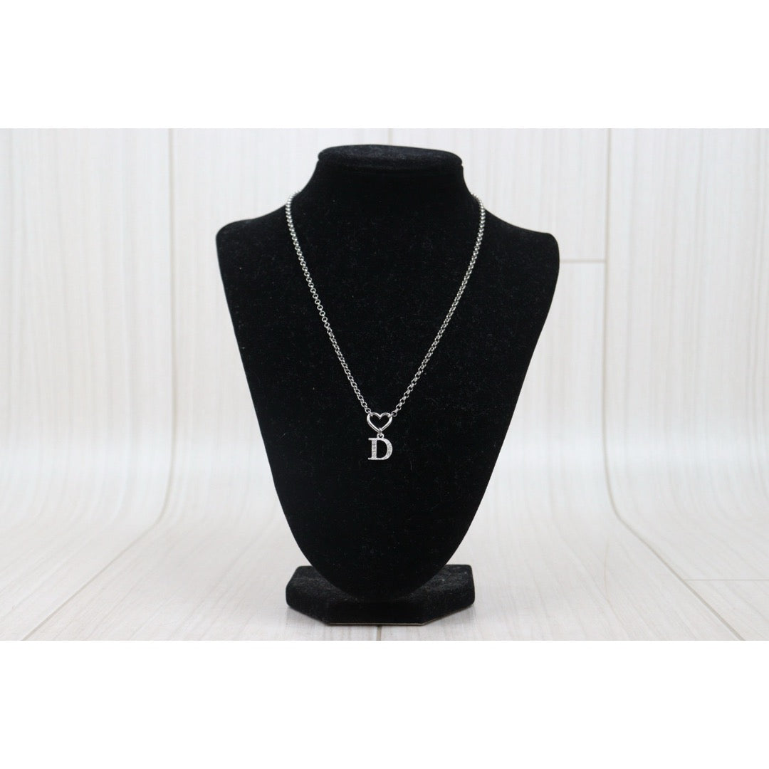 Very Good ( Rank A) ｜ Dior  Heart＆D Necklace Silver Plated ｜V25071017