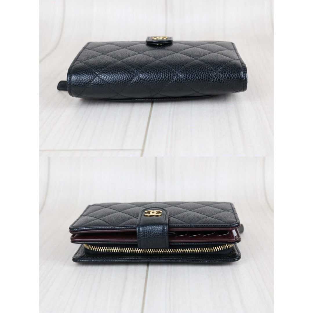 Include Entrupy Certificate of Authenticity｜Very Good ( Rank A)｜ Chanel Caviar Skin Black Wallet Made In 2015-2016Year ｜S26061504