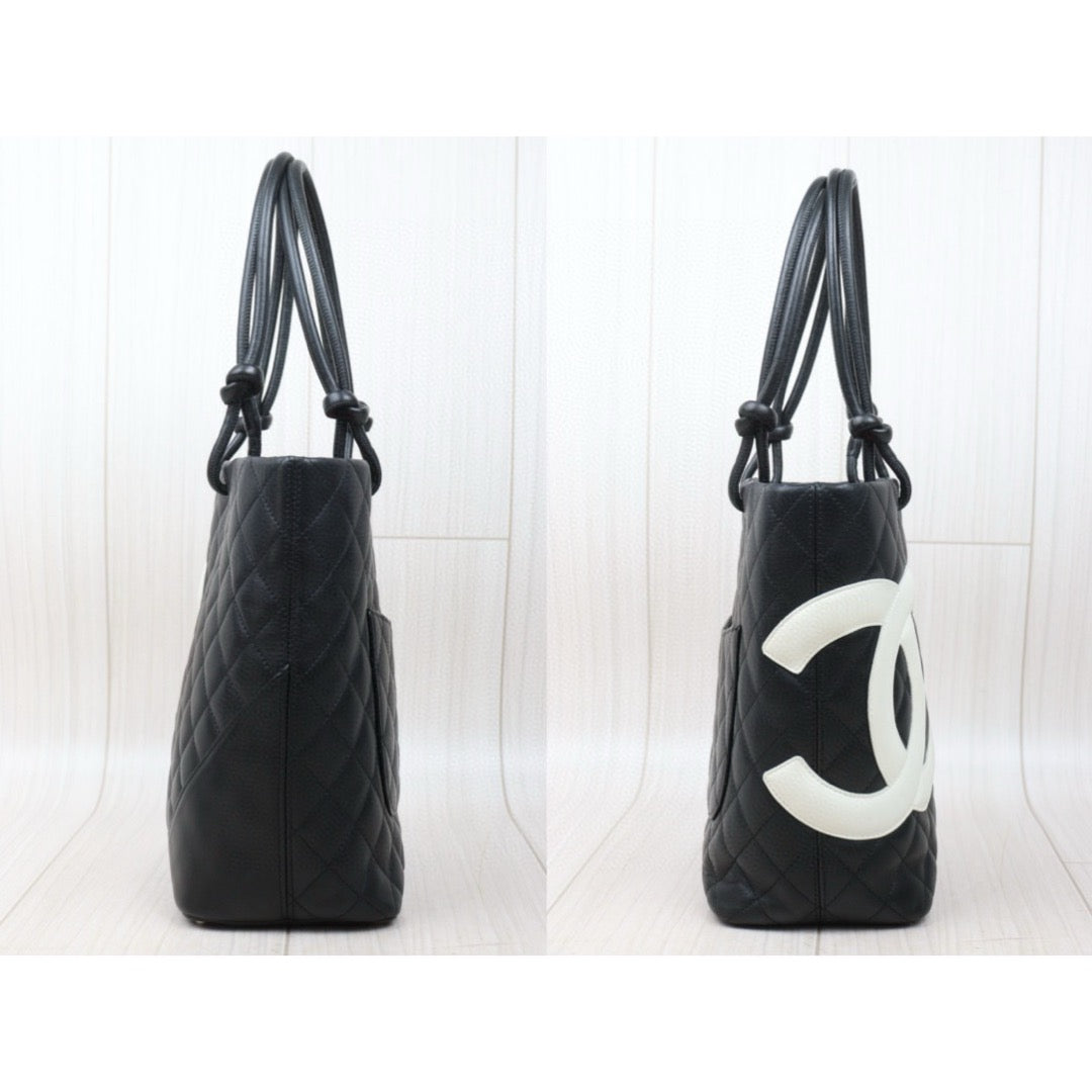 Good ( Rank AB) ｜ CHANEL Cambon Line Mini ToteBag Black White Made In 2004-2005 Year｜24120603
