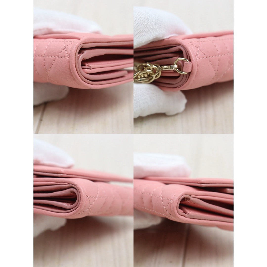 Very Good ( Rank A)｜ Dior Lamb Skin Pink Wallet｜25100704