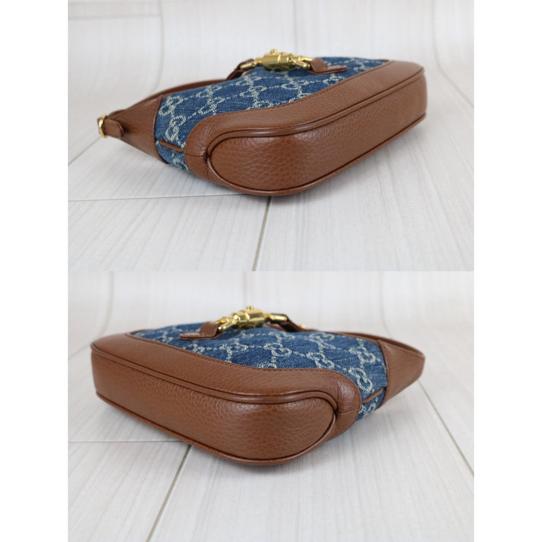 Include Entrupy Certificate of Authenticity｜Very Good ( Rank A) ｜  GUCCI  Monogram Denim Leather Piecing Mini Jackie Handbag With Shoulder Strap｜S26070604