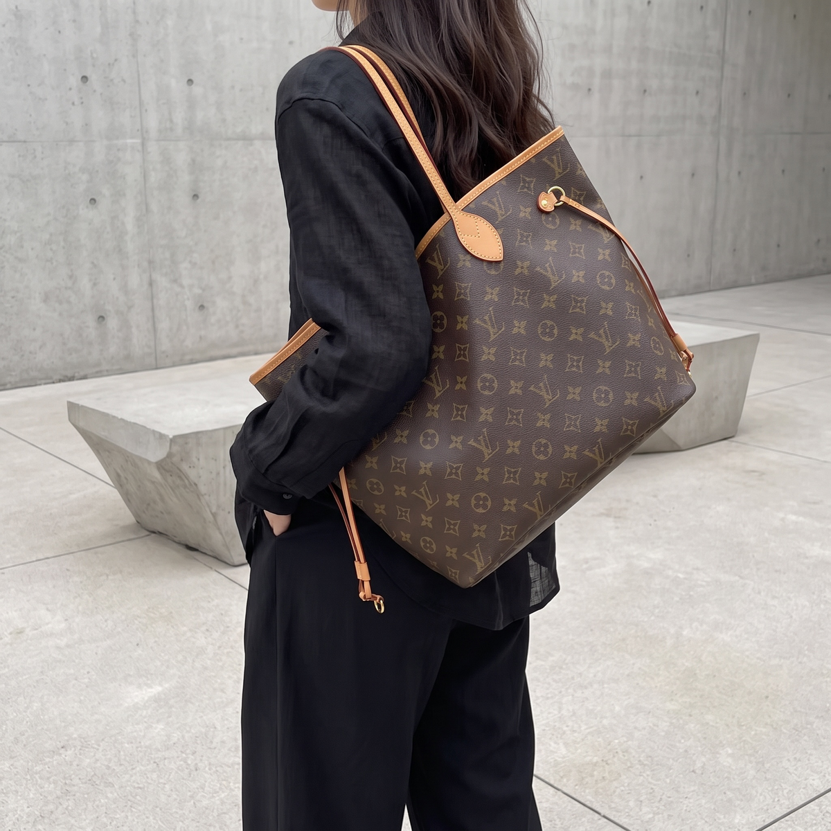 Include Entrupy Certificate of Authenticity｜Good ( Rank AB)｜Louis Vuitton Monogram Neverful MM ShoulderBag With Pouch｜S26080608