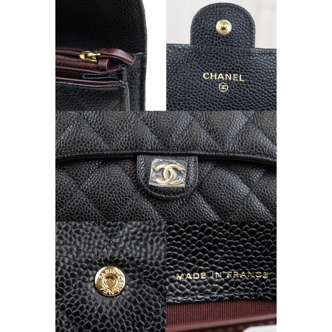 Rank SA ｜CHANEL Caviar Skin Black Long Wallet Made In 2017Year｜S23121104