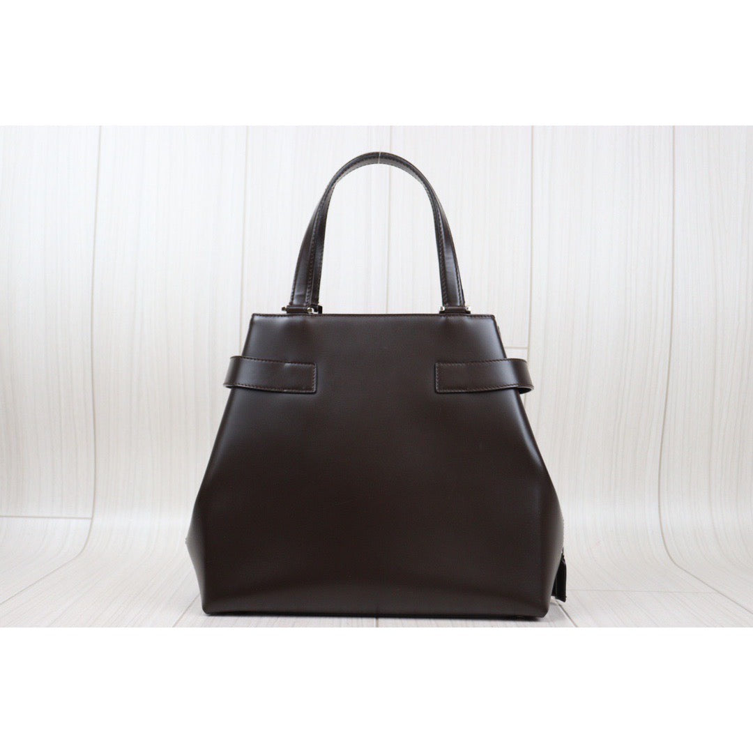 Good ( Rank AB) ｜Ferragamo Calf Leather Handbag Bag Brown｜Q24030143