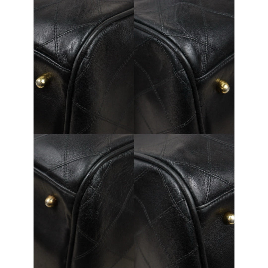 Good ( Rank AB)｜ CHANEL Calf Leather Vintage Boston Travel Bag 60 with Shoulderstrap Black Made In 1989- 1991Year｜S25110407