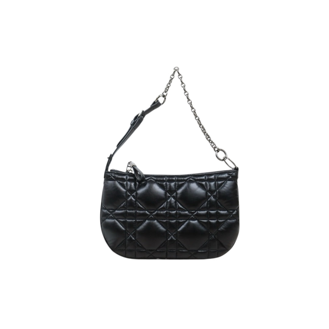 Very Good ( Rank A) ｜Dior Caro Tulip Matelasse Chain Calf Leather Shoulder Bag  Black  ｜P25071806