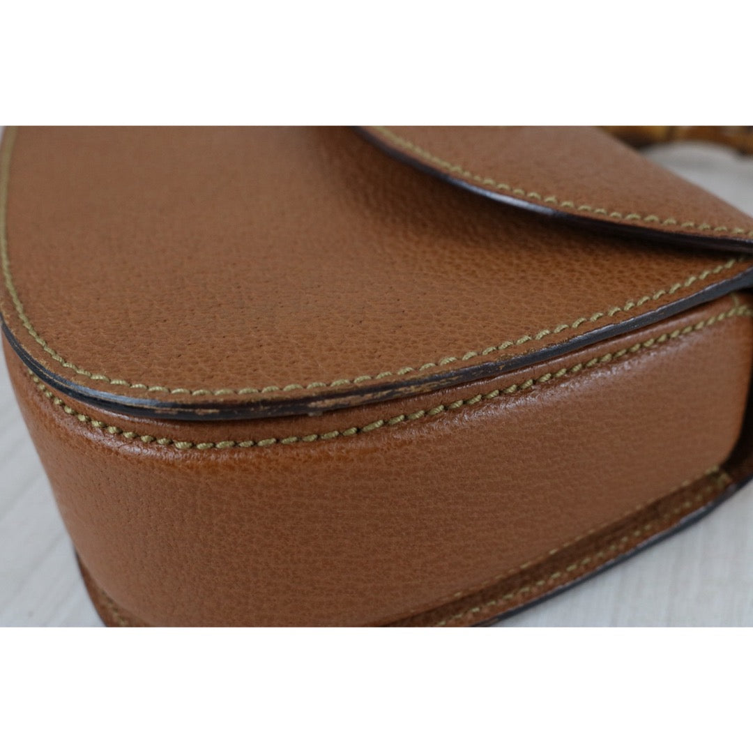 Include Entrupy Certificate of Authenticity｜Good ( Rank AB)｜  GUCCI Bamboo Calf Leather Caramel HandBag ShoulderBag ｜S26073107