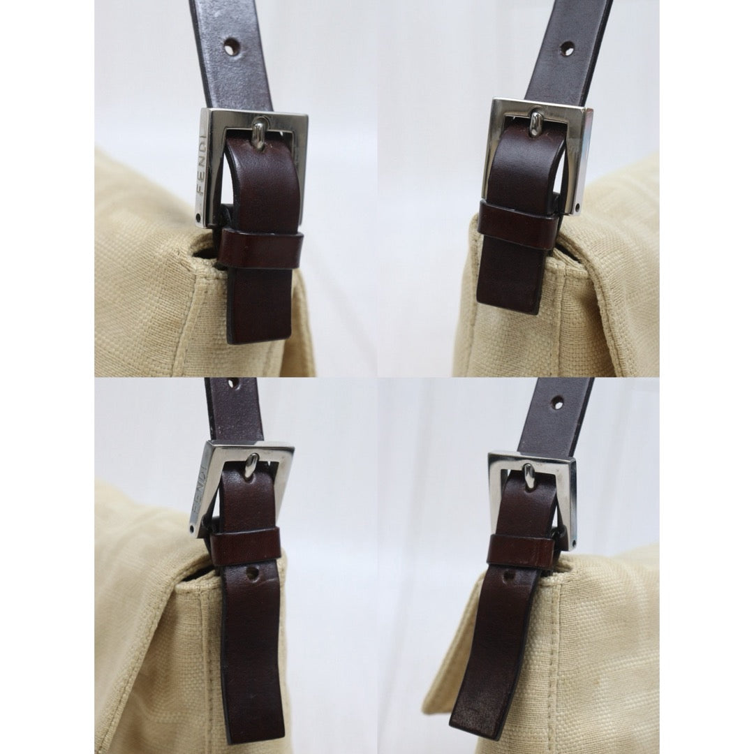 Include Entrupy Certificate of Authenticity｜Fair ( Rank B)｜ FENDI Zucca Mamma Baguette Shoulder Bag Beige｜26070317