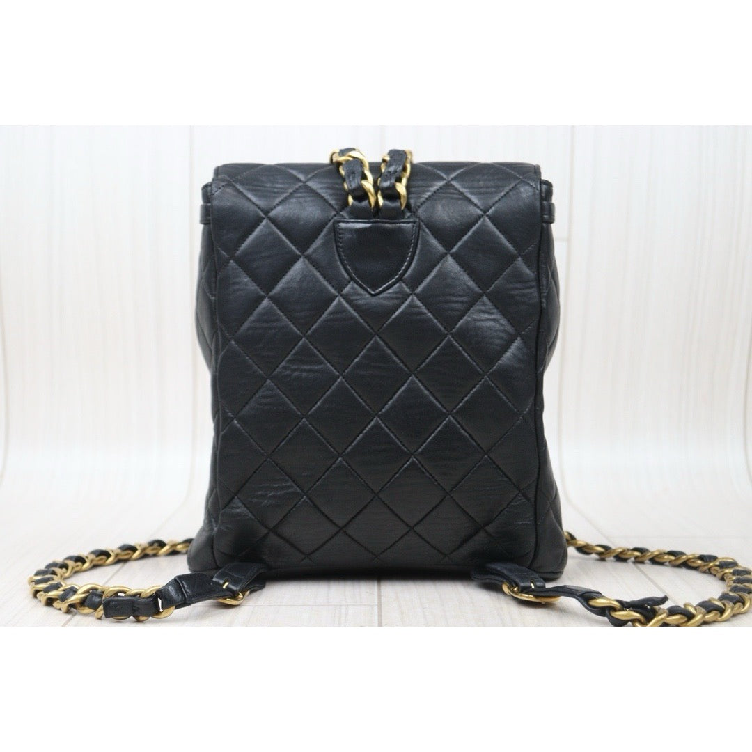 Good ( Rank AB)｜CHANEL  Lamb Skin Duma Backpack  Black Made in 1996-1997 Year｜P24092404