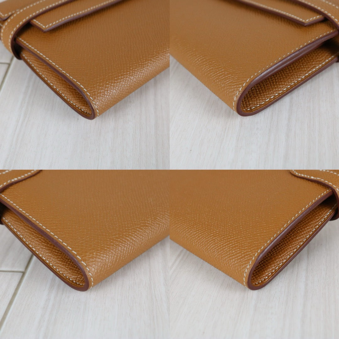 Very Good ( Rank A)｜Full Set HERMES Epsom Kelly Long Wallet Golden Brown □T Stamp Made In 2015Year｜X26011110