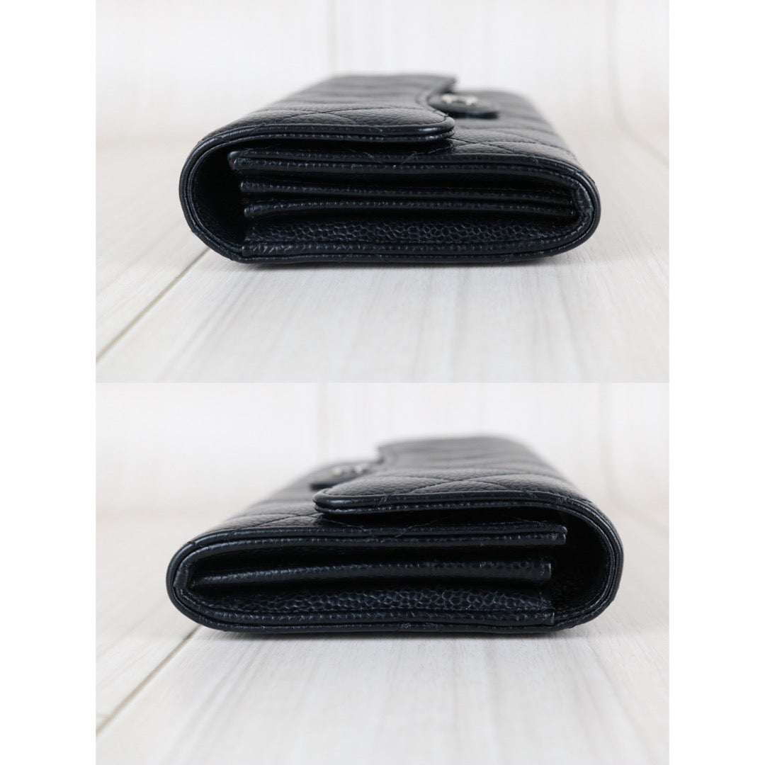 Very Good ( Rank A)｜CHANEL Caviar Skin Black Long Wallet Made In 2016-2017Year｜S26021401