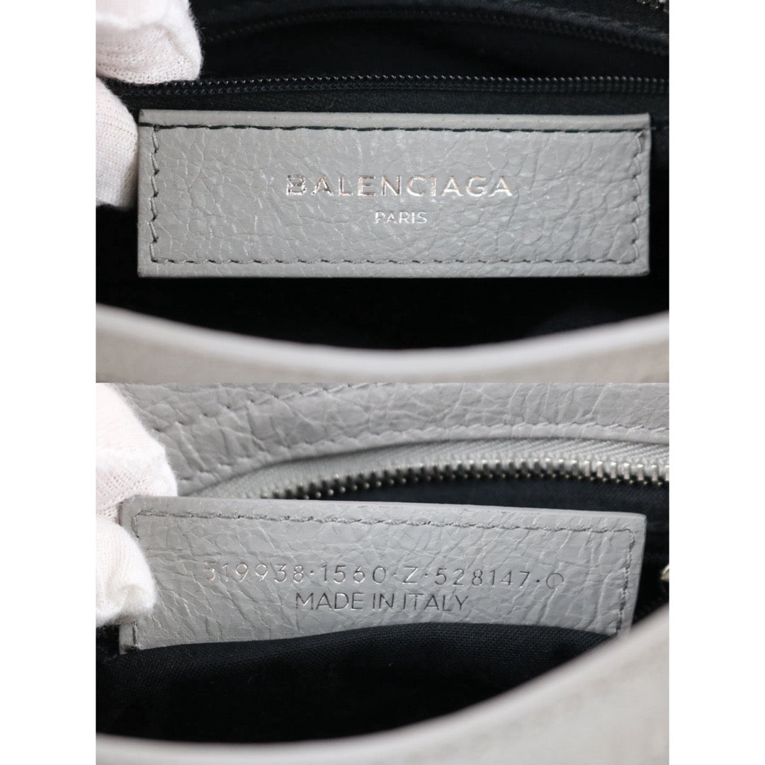 Include Entrupy Certificate of Authenticity｜Good ( Rank AB)｜Balenciaga Waxed Leather Gaint Classic Mini City Grey HandBag Shoulder Bag ｜S26072604