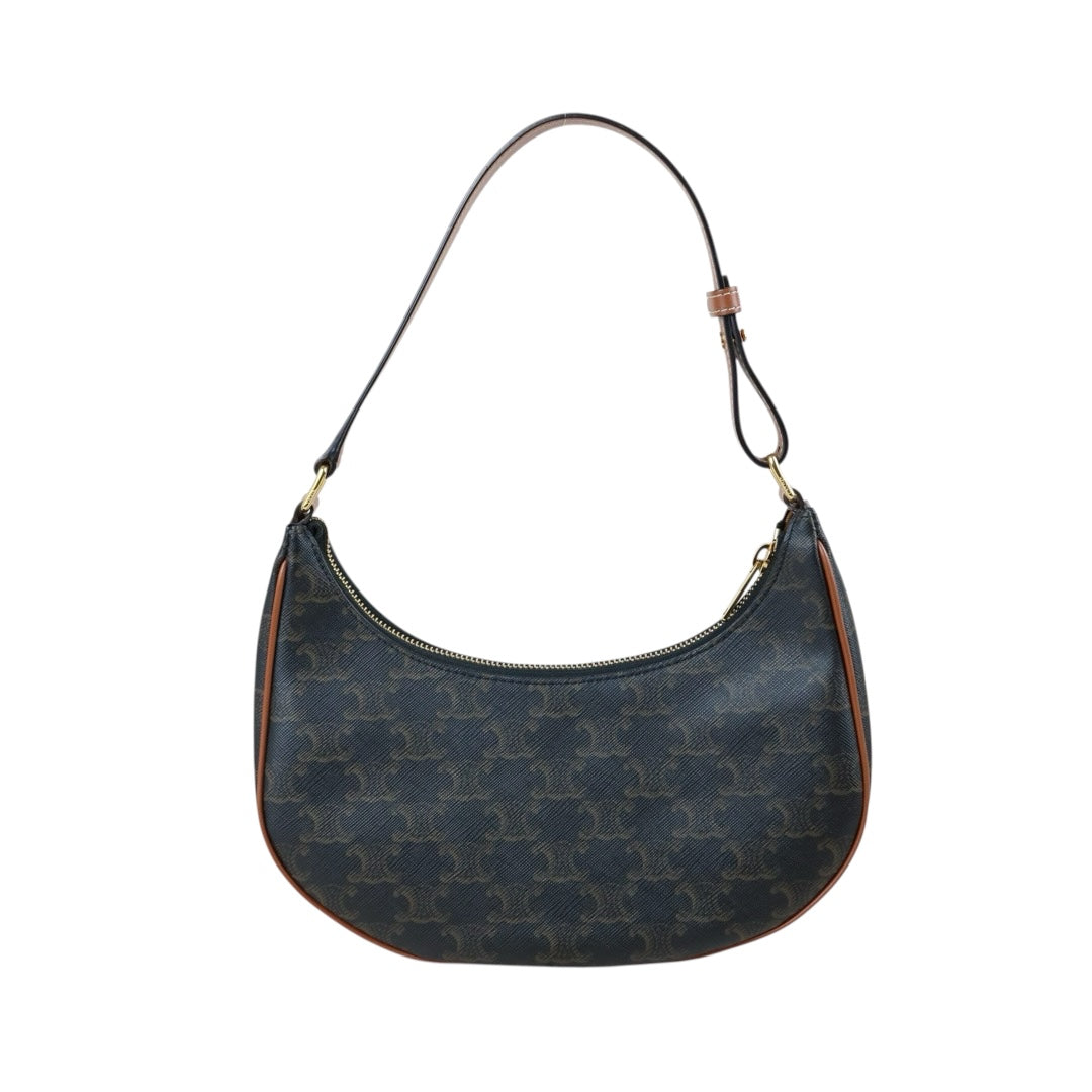 Include Entrupy Certificate of Authenticity｜Very Good ( Rank A)｜ CELINE AVA Macadam Triomphe Calf Leather Shoulder Bag ｜Z26102202