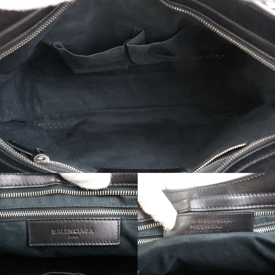 Include Entrupy Certificate of Authenticity｜Very Good ( Rank A)｜Balenciaga Classic City Straw GM Black Motorcycle HandBag Shoulder Bag ｜Z26091902